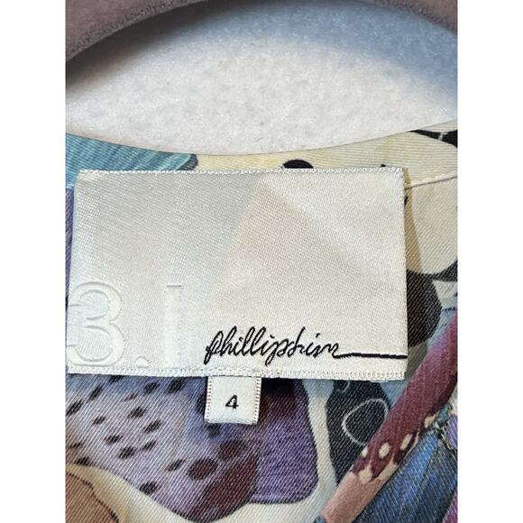 PHILLIP LIM Purple Scrapbook Floral Print Blouse with‎ Hidden Zipper Size 4 - Picture 8 of 9